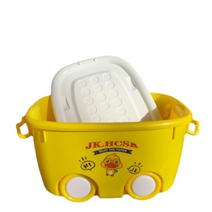 Caja de Almacenamiento de Plástico con Ruedas y Tapa, Rectangular, Amarilla, para Juguetes, con Diseño de Patito Amarillo - Product Image 5