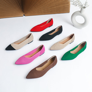 Chaussures <span class=keywords><strong>bateau</strong></span> plates confortables et décontractées à bout pointu en tricot, avec semelle intérieure respirante et semelle extérieure en caoutchouc, modèle à enfiler pour toutes les saisons - Product Image 2
