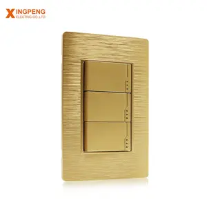 hotel electrical wall switches usa 110V 16A US wall switch socket Gold color blush pc plate