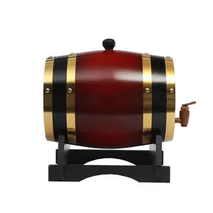 厂家直接销售5毫升橡木陈酿威士忌酒桶分配器红色复古家用酒桶木制啤酒桶
