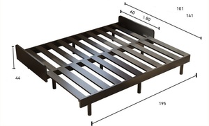 سرير متعدد الوظائف ومزدوج الغرض، أريكة قابلة للطي من الخشب الصلب للشقق الصغيرة، قابلة للمد للاسترخاء والنوم والجلوس - Product Image 6