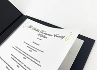 Sampul Menu Kulit Kustom dengan Sekrup di Dalam, Penyangga Menu Lipat, Buku Menu Hitam untuk Restoran