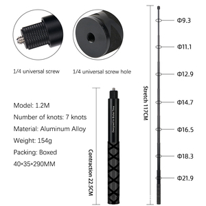 Camera thể thao phổ thông điện thoại di động Selfie Stick Camera hành động toàn cảnh vô hình có thể thu vào 1.2m 1.5M 3m cực mở rộng - Product Image 3