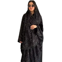 Lignes Factory OEM/ODM Prachtige Dubai Custom Hot Women Muslim Abaya Zwart & Gouden Abaya met bijpassende sjaal