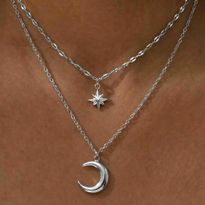 Collier superposé étoile et lune plaqué or 18 carats XL476, ras-<span class=keywords><strong>de</strong></span>-<span class=keywords><strong>cou</strong></span> céleste en acier inoxydable pour femme - Product Image 6