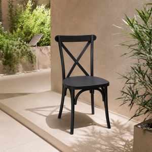 Resin Ergonomic <b>Stackable</b> Lightweight Modern Crossback <b>Dining</b> <b>Chair</b> with Black Finish for Home & Outdoor Use - Product Image 1