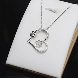 จี้เงินแท้ S925 รูปหัวใจสำหรับผู้หญิง สร้อยไข่มุก 8-10 มม. อุปกรณ์ DIY จี้สวยงาม ชาร์ม ถาดเปล่าสำหรับงานประดิษฐ์ - Product Image 2