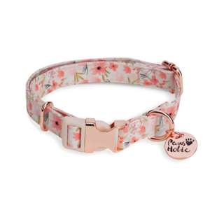S luxe doux coton collier de chien élégant fleurs de cerisier imprimer moderne Durable personnalisé OEM ODM vente en gros avec des lumières - Product Image 1