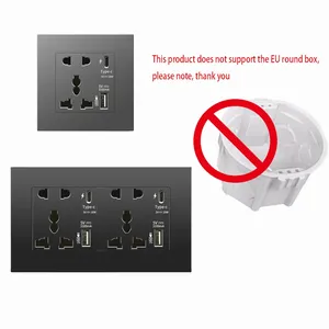 Đen Anh 13A tường ổ cắm với <span class=keywords><strong>USB</strong></span> Loại C 18W nhanh chóng phí cắm ổ cắm, tường ổ cắm điện với bộ sạc <span class=keywords><strong>USB</strong></span>, chuyển đổi với ổ cắm - Product Image 6