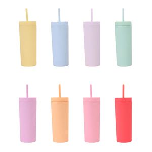 24Oz Custom Logo Double Wall <b>Reusable</b> Acrylic Tumbler Stainless Steel <b>Cup</b> <b>With</b> Straw for Business Gifts and Office Use - Product Image 2