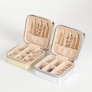 Clear Stock <strong>Small</strong> Jewelry <strong>Box</strong> Wholesale Travel Jewellery Case Custom Logo Mini Jewelry Organizer Gold Silver <strong>Trinket</strong> <strong>Box</strong> - Product Image 1