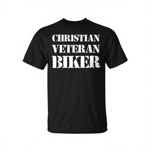 Christian Veteran <b>Biker</b> T-Shirt Black Unisex Adult Medium Crew Neck Short Sleeve Silk Screen Printed Church Religious <b>Gifts</b> - Product Image 3