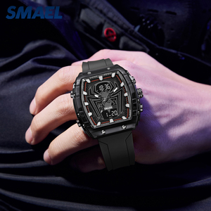Military Style Dual Display Watch 50M Water Resistant PU <b>Strap</b> Outdoor Sports <b>Wrist</b> Watch SMAEL 8117 - Product Image 3