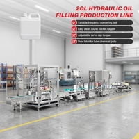 Ligne de production professionnelle de remplissage d'huile hydraulique 20L avec pompe à engrenages à faible perte, équipement d'usine de remplissage, de bouchage automatique à vis et d'étiquetage