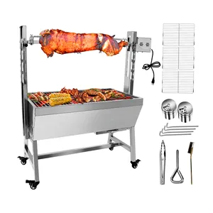 Parrilla de barbacoa de acero inoxidable comercial de gran oferta personalizada, máquina tostadora de cerdo para barbacoa de carbón a la venta