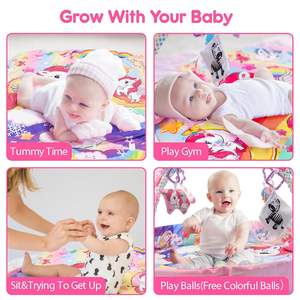 Tapis d'activités pour bébé licorne, tapis de jeu pour le temps passé sur le ventre et <span class=keywords><strong>piscine</strong></span> <span class=keywords><strong>à</strong></span> <span class=keywords><strong>balles</strong></span> avec 6 jouets pour enfants - Product Image 5
