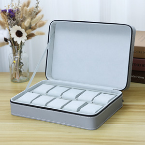 Estuche de Piel Sintética Negra para Relojes y Joyas, de 6, 10 o 12 Ranuras, para Hombre y Mujer, con Almohada de Terciopelo, Venta al Por Mayor Directo de Fábrica - Product Image 6