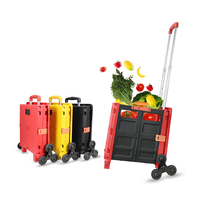 Carritos de compras plegables para asiento de supermercado, carritos de compras plegables a mano con asa y ruedas, carrito de manejo de tablero
