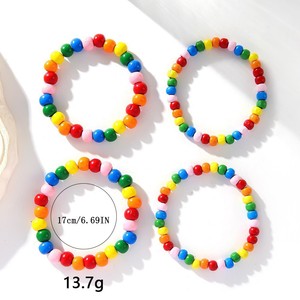 Colorful Women's Bohemian <b>Beaded</b> <b>Bracelet</b> Rainbow Wooden Elastic Jewelry Fashion Accessory Yiwu Origin SY0492 1 - Product Image 4