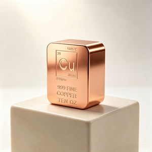 Barre de cuivre pur à 99,9 %, lingot carré de dix onces, pour collection, investissement, décoration intérieure, objet de collection en métal précieux - Product Image 1