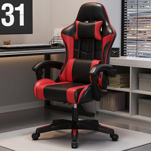 Chaise de jeu économique en cuir PU rouge et noir avec pivotement à 360 degrés et hauteur réglable pour les joueurs sur <span class=keywords><strong>PC</strong></span>, certifiée CE, livraison directe - Product Image 1