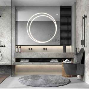 Mueble de Baño con Espejo Santopova, con Encimera de Cerámica, Mueble de Baño de Lujo de PVC, Mueble de Baño Flotante Moderno - Product Image 1