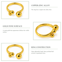Bague moderne plaquée or avec trois accents de billes graduées, bijoux unisexes pour un usage quotidien
