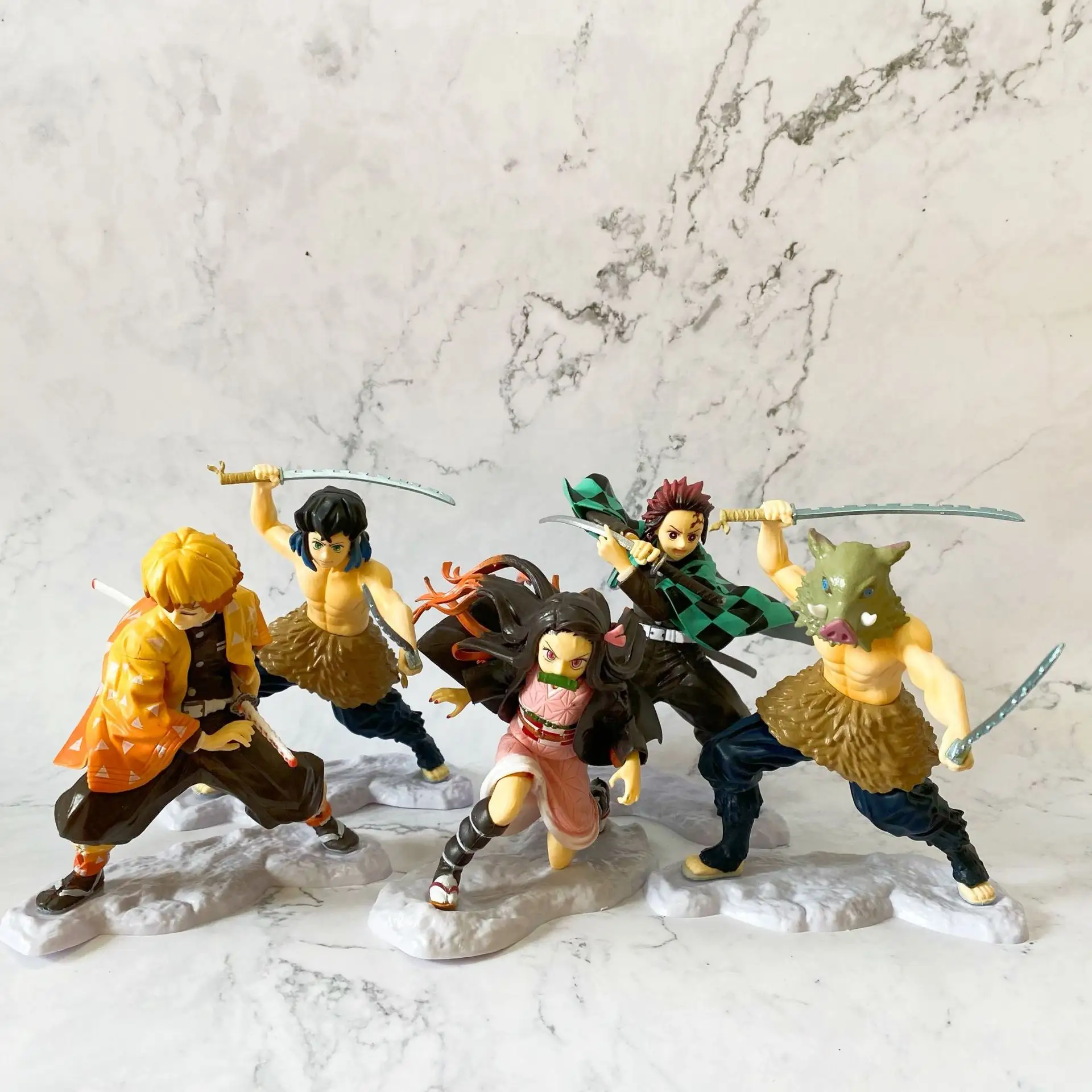 5 Styles Cartoon Anime Action Figure Demon Slayer Fighting Character Tanjirou Nezuko Zenitsu Inosuke Anime Figure Toys
