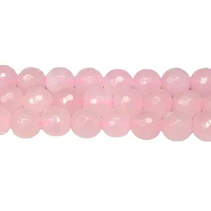 wholesale 10mm round stone faceted Brazil pink rose quartz multi precious faceted gemstone beads