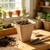 Cangkir Bibit Kertas Biodegradable Bentuk Persegi, Pot Pembibitan Ramah Lingkungan, untuk Perkecambahan Benih, Kebun Persemaian, Grosir