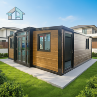 Villa préfabriquée à bas prix, maison conteneur à deux ailes pliables, capsule, bâtiment modulaire de 20 pieds, bureau de chantier pour le camping, le tourisme, la ferme