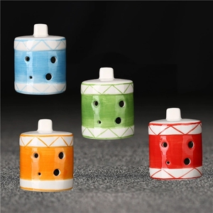 Ocarina en porcelaine à 6 trous en forme de tambour, colorée et peinte à la main, idéale comme cadeau musical pour enfants (vente en gros) - Product Image 2
