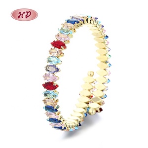 Nuova Tecnologia Bracciale Regolabile in Cristallo con Zirconia Colorata Placcato Oro 18K - Product Image 1