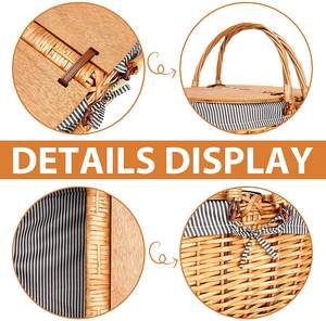 Paniers de pique-nique personnalisables en <span class=keywords><strong>osier</strong></span> blanc tressé, rectangulaires, carrés, ovales, pour le rangement et les cadeaux de Pâques - Product Image 2