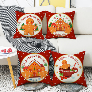 Nuovo per Amazon inverno natale pan di zenzero uomo stampato peluche cuscino decorativo per la casa divano cuscino all'ingrosso - Product Image 2