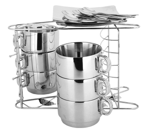 Tazza da viaggio in acciaio inossidabile tazza da tè <span class=keywords><strong>acqua</strong></span> potabile Set di tazze da caffè 6 pezzi con supporto - Product Image 5