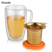 Tasse à thé en verre borosilicate à double paroi avec infuseur, pour une portion individuelle