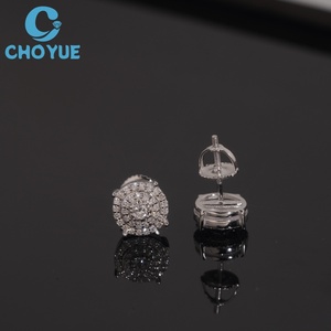 HPHT Lab Diamond <b>Stud</b> Earrings Round Brilliant Cut Solid 925 <b>Silver</b> Rhodium Plated Screw Back <b>Stud</b> Round Earrings Jewelry - Product Image 2