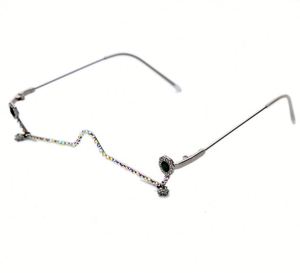 Vente en gros de montures de lunettes de luxe pour femmes, à la mode, avec strass, demi-montures métalliques, lunettes œil de chat avec diamants - Product Image 6