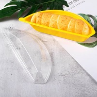 Conteneur à gâteau en plastique PET transparent jetable personnalisé en gros, boîte d'emballage en forme de banane pour cheesecake et desserts
