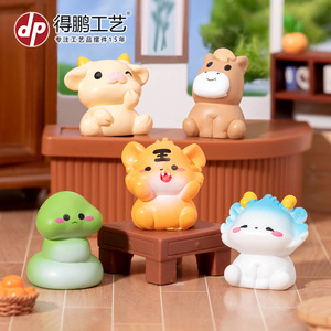 เครื่องประดับเรซิ่นรูปสัตว์จีนขนาดเล็ก ของตกแต่งบ้านสำหรับวางบนโต๊ะ - Product Image 3