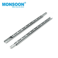 Glissière de tiroir télescopique moderne à extension 3/4, largeur 17 mm, montée, à roulement à billes, plaquée zinc bleu