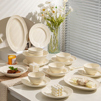 Ensemble de bols et assiettes en céramique personnalisés, couleur sous-glaçure, style français simple, design japonais moderne, série brossée, compatible micro-ondes