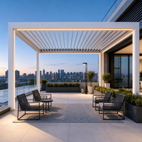Pergola de jardin extérieure de luxe en aluminium motorisée, imperméable, avec toit à lamelles LED et éclairage intégré, pour spa métallique