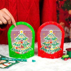 Sacs <span class=keywords><strong>à</strong></span> friandises de Noël personnalisés en gros, sacs d'emballage alimentaire refermables <span class=keywords><strong>à</strong></span> fermeture éclair pour biscuits et bonbons, motif Père Noël et flocon de neige, pour fêtes de fin d'année - Product Image 1