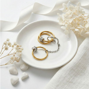 แหวนกันน้ำไม่หมอง 14k 18k ชุบทอง PVD สแตนเลส 316L ประดับเพชรซิคอน แหวนซ้อนกันได้สำหรับผู้หญิง - Product Image 4
