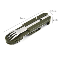 Vaisselle Portable pour le camping en plein air, ensemble de trois pièces en acier inoxydable, couteau pliant, fourchette cuillère, pique-nique