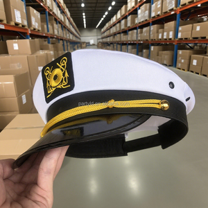 Sombrero <span class=keywords><strong>de</strong></span> yate <span class=keywords><strong>marinero</strong></span> bordado ajustable blanco unisex al por mayor gorra azul marino para fiestas y festivales - Product Image 3