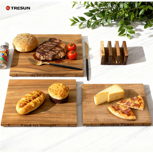 Planche à découper en bois de Cassia écologique avec base, lot de quatre pièces, idéale pour la cuisine – Offre Spéciale - Product Image 1
