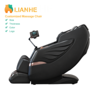 Sofá de Masaje Moderno de Cuero PU Negro con Detalles en Oro Rosa, Luz LED, Control por Voz, Múltiples Modos, Venta Directa de Fábrica, MOQ Bajo